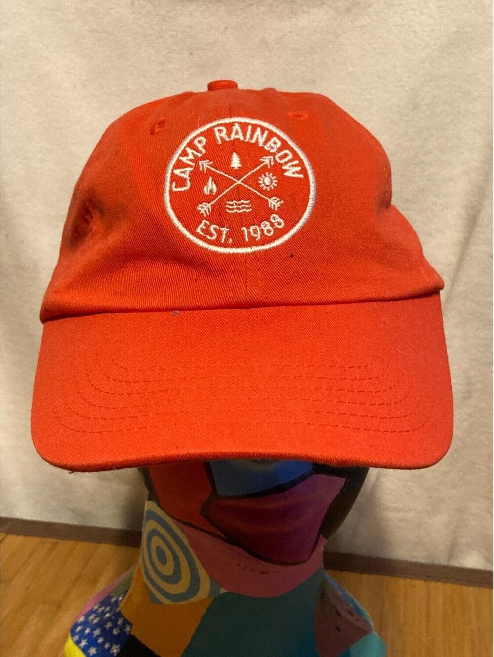 Camp Rainbow Est. 1989 Logo Men's Hat Orange Embroidered